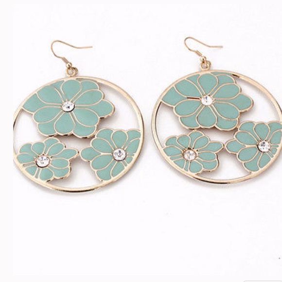 Statement Floral and Crystal Earrings - Picture 3 of 5